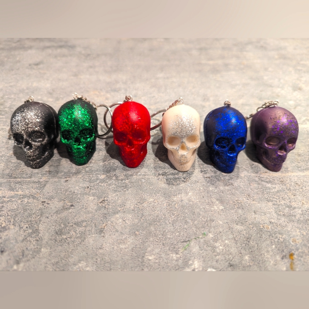 Spooky Fabulous Glitter Skull Keychains